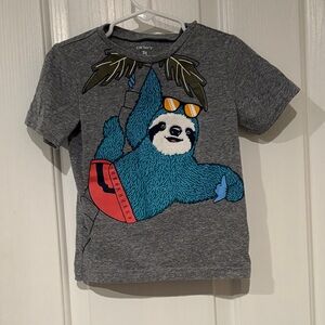 Carter's Gray Tee with Blue Sloth and Red Accents